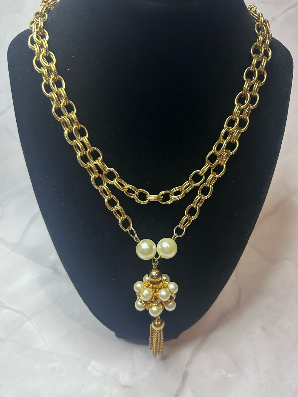 Gold-Tone Pearl Cluster Pendant Necklace - Women Jewelry